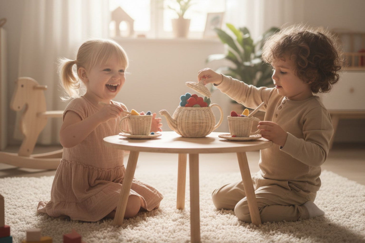 Lullaby Rattan Wicker Tea Party Play Set – BrightSprig