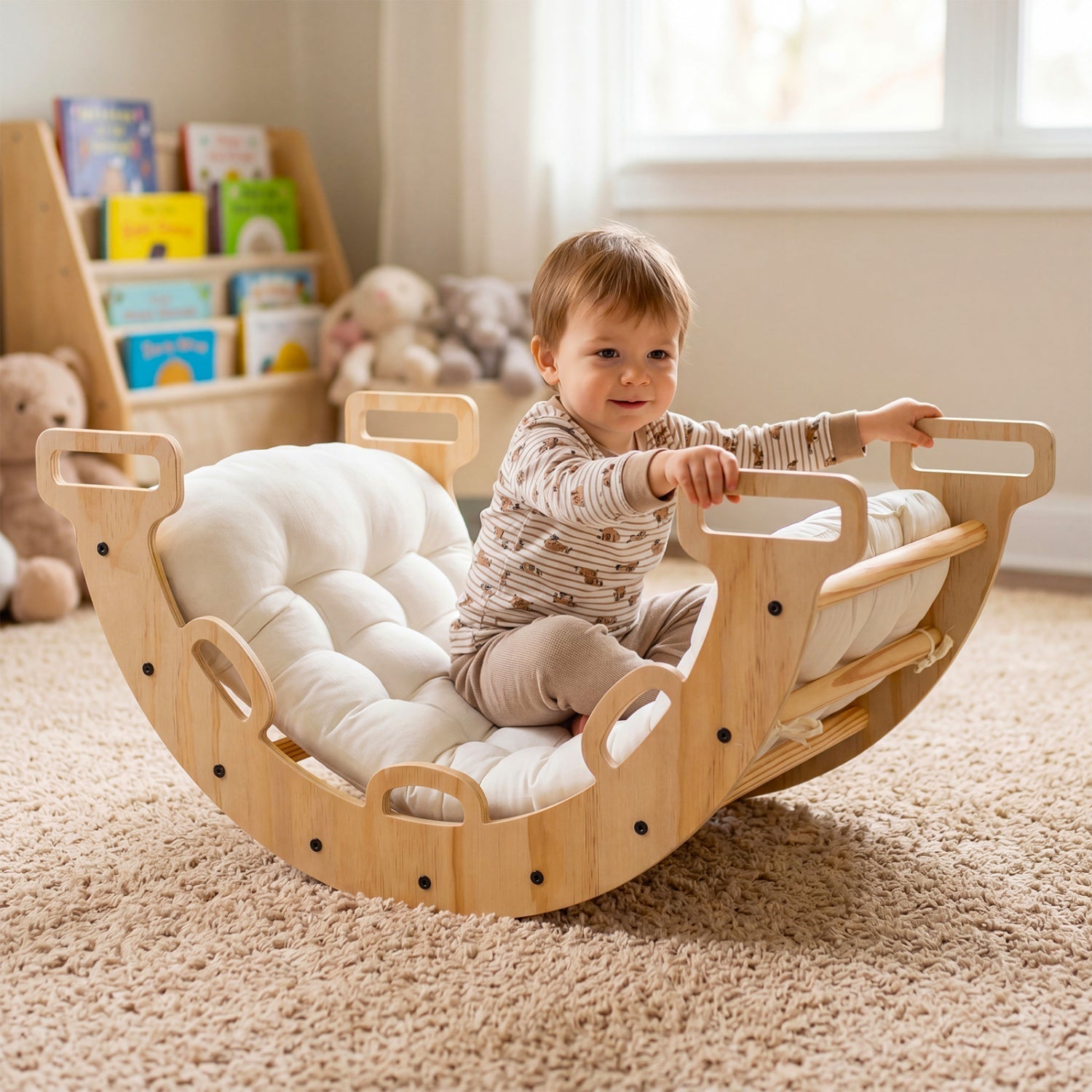 3-in-1 Wooden Montessori Climbing Arch & Rocker – BrightSprig