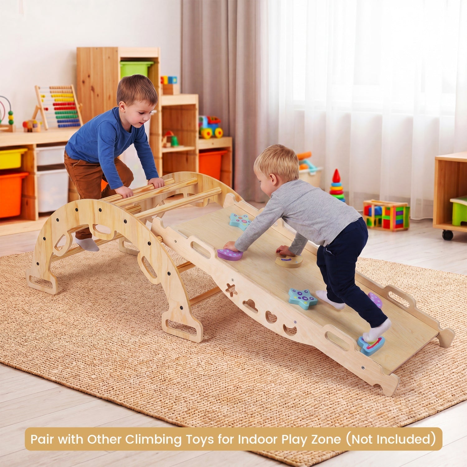 3-in-1 Wooden Montessori Climbing Arch & Rocker – BrightSprig