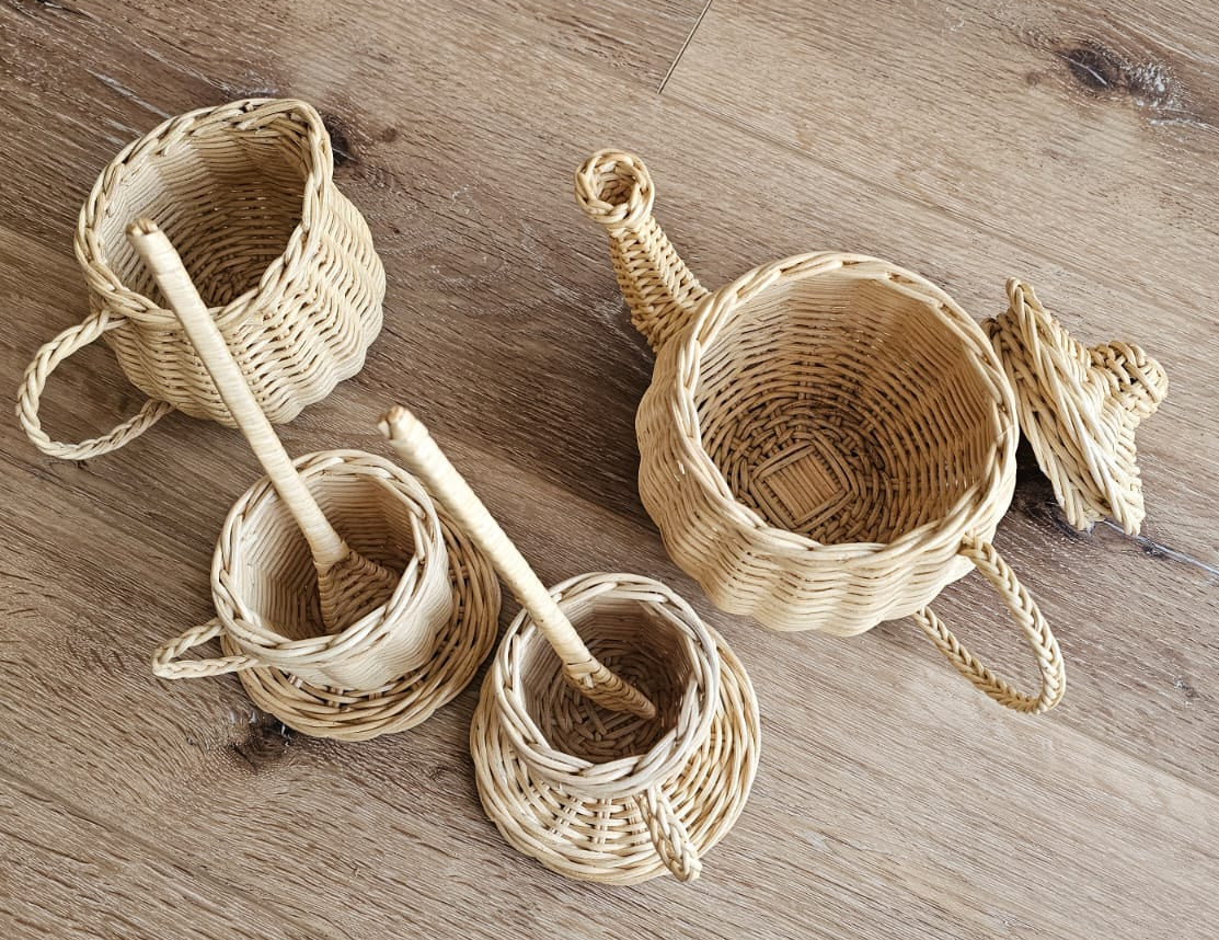 Lullaby Rattan Wicker Tea Party Play Set – BrightSprig