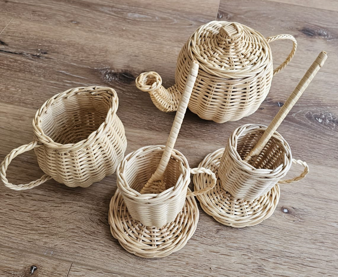 Lullaby Rattan Wicker Tea Party Play Set – BrightSprig