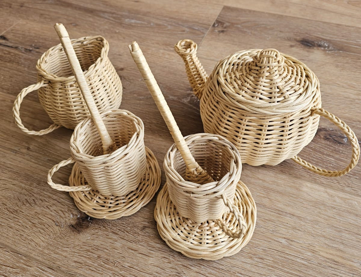 Lullaby Rattan Wicker Tea Party Play Set – BrightSprig